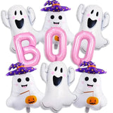 9pcs Halloween Balloons Pink BOO Pumpkin Ghost Party Decorations for Birthday Decor