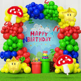 156Pcs Red Blue Green Yellow Balloon Garland Kit Mushroom Star Balloons For Cartoon Video Game Theme Super Bros Birthday Game Birthday Party Supplies