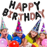Black And Rose Goldhappy Birthday Balloons Banner, 16 Inch Mylar Foil Letters Balloon Sign For Birthday Party Decorations Photo Booth Backdrop