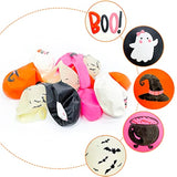 50Pcs Girls Halloween Balloons - Pink, Orange, Black, White with Ghost, Bat & Witch Print