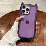 Clear 3D Cat Ears Phone Case for iPhone 16 - Kawaii Design, Soft TPU, Shockproof, Transparent, Flexible, Cute, Women, Girls