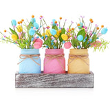 Mason Jar Spring Easter Table Decor, Centerpieces For Tables With Pastel Easter Eggs And Berries, Farmhouse Wood Tray, 22 Pcs Easter Spring Decorations Indoor For Home Office Table