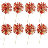 30pc Foil Firework Toppers Gold & Red Sparkle Tinsel Party Decorations