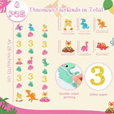 8 Pcs 3Rd Dinosaur Party Decorations Three Rex Birthday Decorations 3Rd Dino Paper Hanging Garland Banner Backdrop For Kids Dino Theme Birthday Baby Shower Party Supplies Ceiling Decor(Girl)