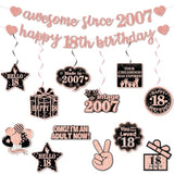 Pre-Strung 18Th Birthday Banner Decorations For Girls, Glitter Happy 18Th Birthday Decor, Rose Gold Eighteen Years Bday Hanging Swirls Party Supplies
