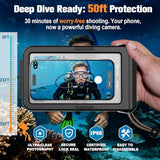 Underwater Diving Waterproof Case for iPhone 17 / 16 / 15 / 14 Series, Aluminum Alloy Phone Housing with Clear Lens, for Snorkeling, Scuba Diving &