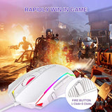 Redragon Gaming Mouse, Wired White Mouse with RGB Backlit, 8000 DPI Adjustable, PC Gaming Mice with 9 Programmable Macro Buttons & Fire Button, PC Gaming Mouse for Windows/Mac, White