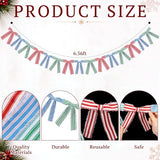 6.7 ft Christmas Fringed Stripe Bow Garland Red Blue Green Tattered Edge