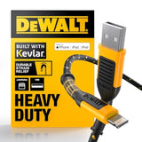 DEWALT Heavy Duty Lightning to USB A Cable — Reinforced Braided Cable for Lightning — Charger Cord Compatible with iPhone — Apple Compatible Charging Cable… (USB A to Lightning, 4FT)