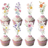 Wildflower Baby Shower Decorations, 48Pcs Flower Birthday Cupcake Toppers Baby In Bloom Decor, Floral Spring Party Wedding Bridal Shower Decoration