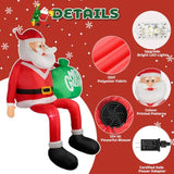 Christmas Inflatable Santa Claus, Outdoor Decorations Sitting Santa Claus Build-In Led Lights, Blow Up Santa Carrying Gi