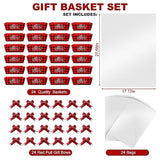 72 Pcs Christmas Gift Baskets Empty To Fill Kit Diy Basket For Gifts Empty Bulk 24 Tray Favor With Handles 24 Bows 24 Clear Basket Bags For Xmas Holiday Birthday (Buffalo Plaid)