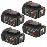 4 Pack 20V 6A Replacement Battery Compatible With Dewalt Dcb200 Dcb206 Dcd Dcf Dcg Series Cordless Tools