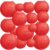 16-Pack Red Paper Lanterns Assorted Sizes 6-12 Inch Hanging Party Decorations