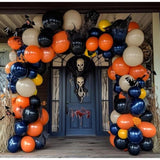 Halloween Balloon Arch Kit: Double Stuffed Blue, Orange, Black & Cream