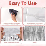 3 Pack Silver Foil Fringe Backdrop 3.3x8.2ft Party Tinsel Curtains