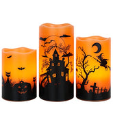 Halloween Flickering Flameless Candles with 6 Hour Timer, Battery Operated LED Real Wax Candles Set of 3 Halloween Home Decoration Gifts(3 x 4 5 6 Inch)