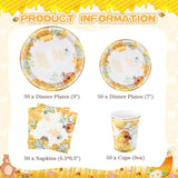 250 Pcs Bee Party Disposable Tableware Set Paper Plates And Napkins Cups Supplies Tea Party Theme Dinner Dinnerware For Birthday Bridal Baby Shower Wedding Decoration Serves 50