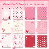 60 Sheets Valentine'S Day Stationery Paper 8.5 X 11 Inch,6 Style Love Heart Letter Paper, Pink Red Writing Paper For Valentines Day Wedding Anniversary Dating Notes Greeting Invitations