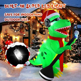 6.5Ft Christmas Inflatable Dinosaur Singing Outdoor Patio Decoration, Giant Dinosaur With Built-In Bright Led Lights For