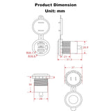 3 Ports 18W Usb Car Charger With Switch, 12-24V Dual Qc 3.0 Usb & Pd Usb C Cigarette Lighter Socket Outlet, Dashboard Mount Quick Charge Charger For Car Truck Marine Boat, Green Light