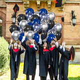 60Pcs Navy Blue & Black Balloons - Metallic & Confetti for Graduation Party
