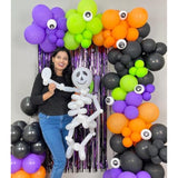 124PCS Halloween Balloon Arch Kit Black Purple Orange Green Balloons Garland for Party Decor