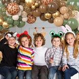 170Pcs Jungle Safari Balloon Garland Kit – Sage Green & Animal Print Balloons for Wild Parties
