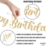 , Glitter Gold Happy Birthday Banner - Pre-Strung, 10 Feet | Birthday Decorations For Women, Men, Boys And Girls | Hbd Banner Backdrop For Gold Party Decorations, Happy Birthday Sign
