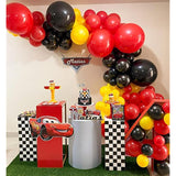 150PCS Race Car Balloon Garland Kit – Racing Birthday Balloons with Checkered Foils