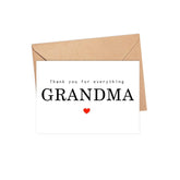 Thank You For Everything Grandma Card - Thank You Card - Grandma Card - Mother'S Day Card - Card For Her - Greeting Card For Birthday- Anniversary - Note Card - Thank You For Everything Card
