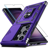 Samsung Galaxy S25 Ultra Case with Slide Lens Cover Screen Protector Kickstand Purple