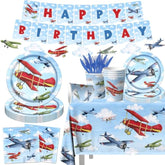 Airplane Party Supplies for 20 Guests – Plates, Cups, Napkins, Banner & More (142pcs)