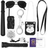9Pcs Police Pretend Play Toy Set, Police Accessories For Kids Include Badge, Handcuffs, Walkie, And More For Dress Up Party, Role-Playing, Christmas Gift For Kids 3-8