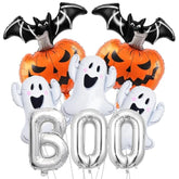 Halloween Foil Balloon Set: Ghost, Pumpkin, Bat, 'BOO'
