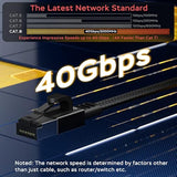 Cat 8 Flat Ethernet Cable 50 Ft, Nylon Braided High Speed Network Cable Lan Ca