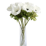 7Pcs Anemone Artificial Flowers Real Touch Silk Flower Wedding Bride Bouquet Diy Home Decor (White)