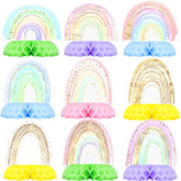 9PCS Rainbow Party Honeycomb Centerpieces for Kids' Birthday & Baby Shower Table Decor