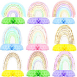 9PCS Rainbow Party Honeycomb Centerpieces for Kids' Birthday & Baby Shower Table Decor