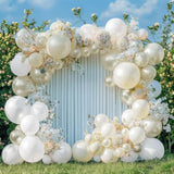Double Stuffed Pearl White Balloon Garland Kit – Cream & Ivory Balloons for Weddings Parties