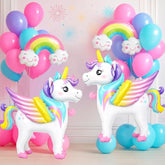 19-Pc Unicorn Balloon Kit Unicorn and Rainbow Latex Balloons for Birthday