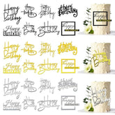 24pcs Mirror Acrylic Happy Birthday Cake Toppers – 8 Styles, 3 Colors Set