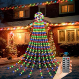 Outdoor Christmas Decorations, 323Led Waterfall Lights 8 Modes Christmas Lights Outdoor, Waterproof Xmas Decorations For
