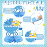 12Pcs "It's a Boy" Baby Shower Honeycomb Centerpieces – Blue Table Decorations