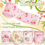 Floral Wired Edge Ribbon 4 Rolls Rose Flower Pattern Ribbon Spring Sum