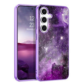For Samsung Galaxy S25 Case, Glow In The Dark, Slim Fit Hard Pc Soft Flexible Tpu Bumper Shockproof Drop Protective Women Men Protective Phone Cover Casefor Galaxy S25 6.2", Purple Nebula