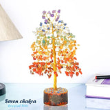 Seven Mix Chakra Tree Natural Healing Crystal Gemstone Feng Shui Money Bonsai Trees Home Decor Prosperity Aura Cleansing For Wealth And Luck Golden Wire Size 10 Inch