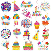 40Pcs Birthday Hanging Swirls, Colorful Cupcake Balloon Sign Swirl Decor Birthday Ceiling Decorations Happy Birthday Hanging Swirl Decorations For Baby Shower Birthday Party Supplies