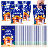 200 Pieces Nativity Plastic Treat Bags Christmas Bags 5 Mil 6.8"X10" Merchandise Bag With Handle Retail And Shopping Bag For Vacation Xmas Nativity Party Supply