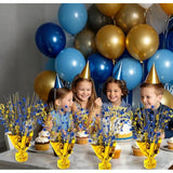 6 Pack 2025 Graduation Table Centerpiece Party Decoration Metallic Foil Spray Centerpiece Glitter Decor Star Tabletop For Graduation New Year Birthday Holiday Party Favor, Blue And Gold
